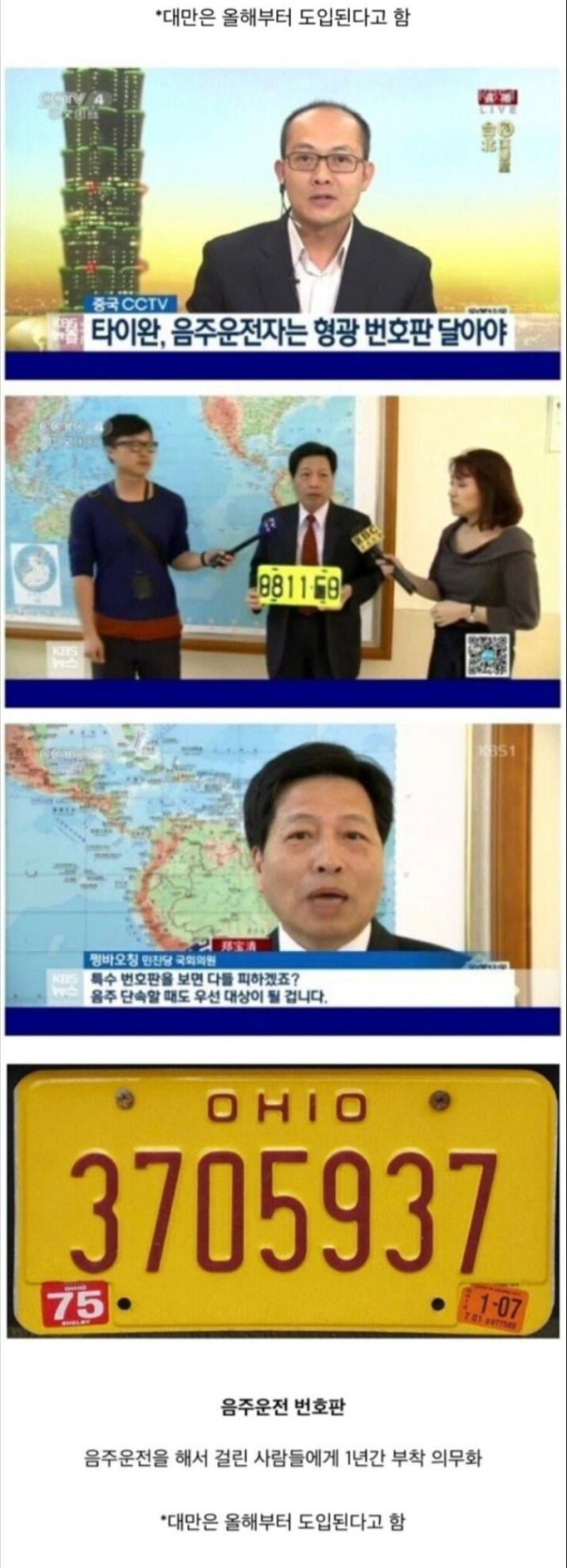 음주운전 번호판 시행한 대만